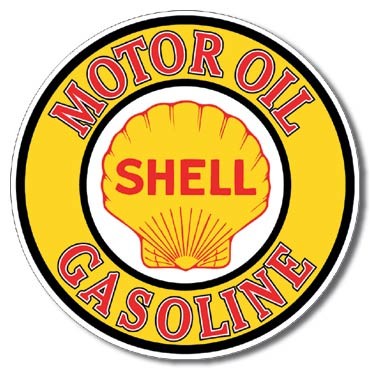 Shell Gas & Oil Round - plechová retro cedule, prům. 30cm