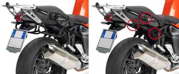 BMW K 1300 R (09-) - demontovatelný boční nosič kufrů Givi V35