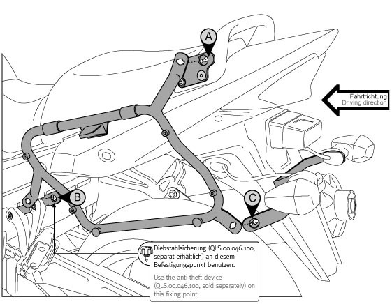 Suzuki GSF 1250 (07-09) - boční nosič SW-Motech pro kufr Givi V3