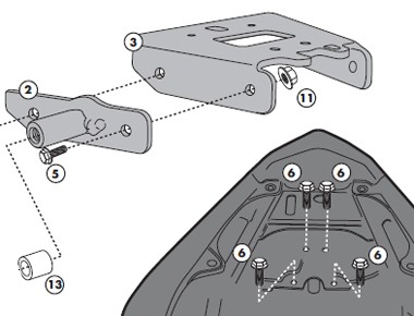 Honda CB 600 Hornet (11-) kit pro samostatnou montáž nosiče bočn