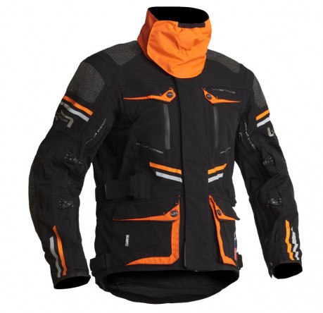 Lindstrands Sunne Black/orange - pánská textilní motocyklová bunda