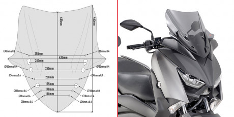 Yamaha X-Max 125/300/400 (17-) - kouřové plexi Givi D2136S