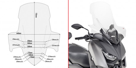 Yamaha X-Max 125/300/400 (18-21) - čiré plexi Givi D2136ST