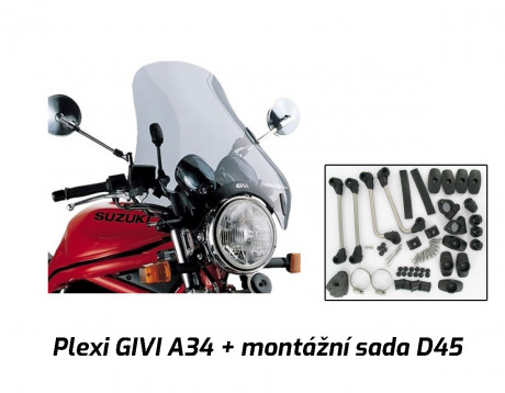 Givi A34 kouřové plexi včetně montážní sady D45