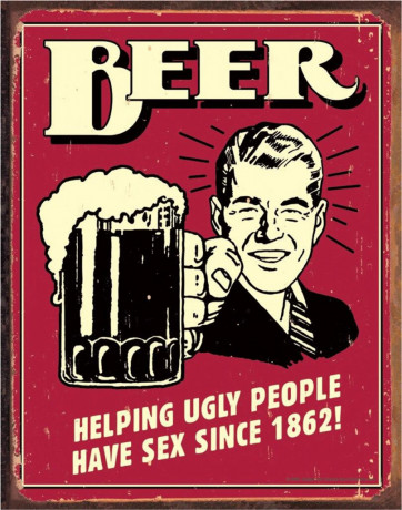 Beer Ugly People - plechová retro cedule 40x32 cm