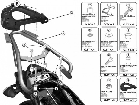 Suzuki Gladius 650 (09-16) - special rack pro kufry Monolock Givi SR121M