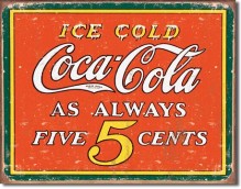 COKE - Always 5 Cents - plechová cedule, 