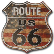 Route 66 shield US Flag - plechová cedule, 30x30 cm 
