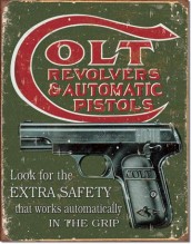 Colt Extra Safety - plechová cedule, 40x32 cm