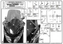 Suzuki Burgman 400 (06-16) - montážní sada D266KIT pro plexi Givi 266DT 